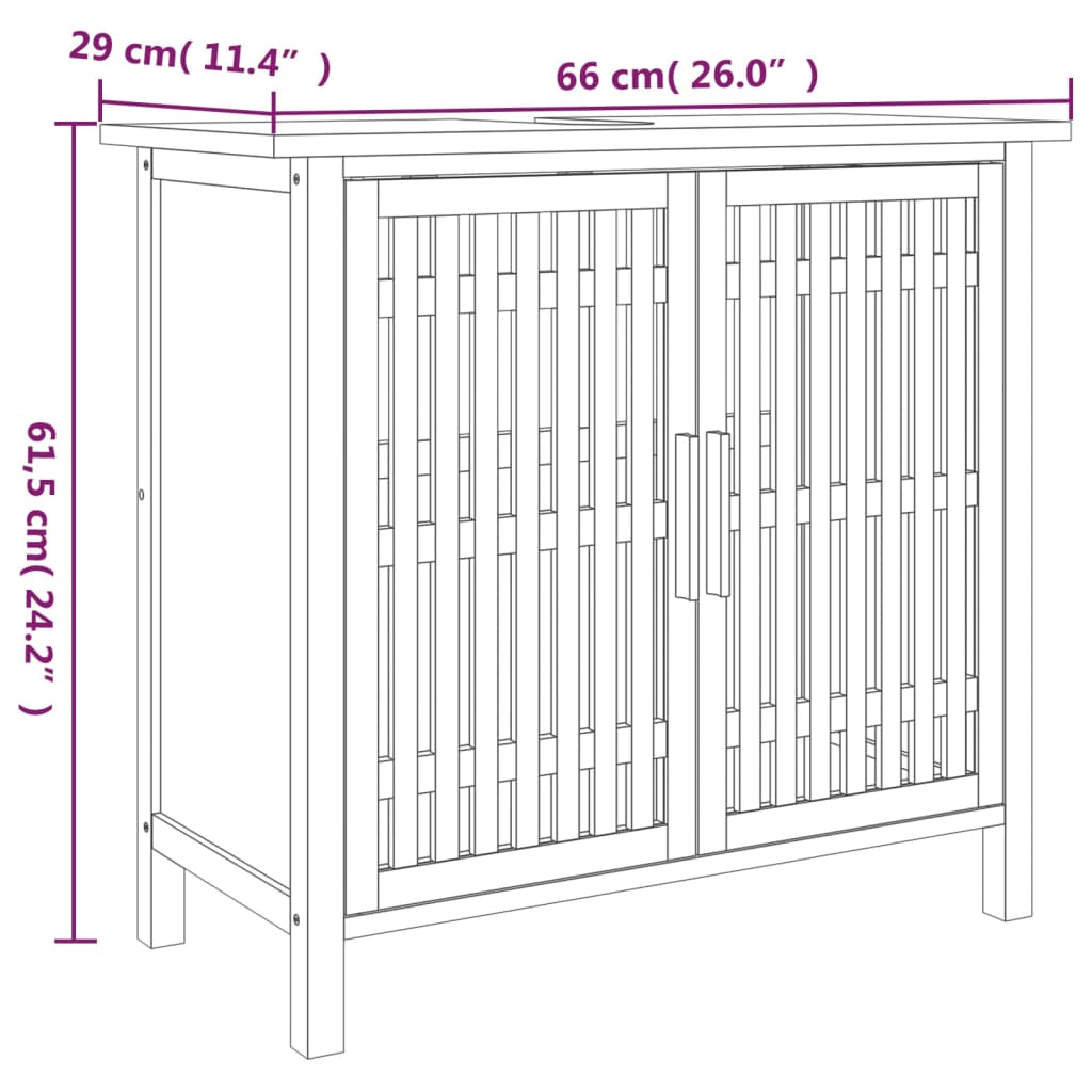Badschrank 42x29x82 cm Massivholz Nussbaum