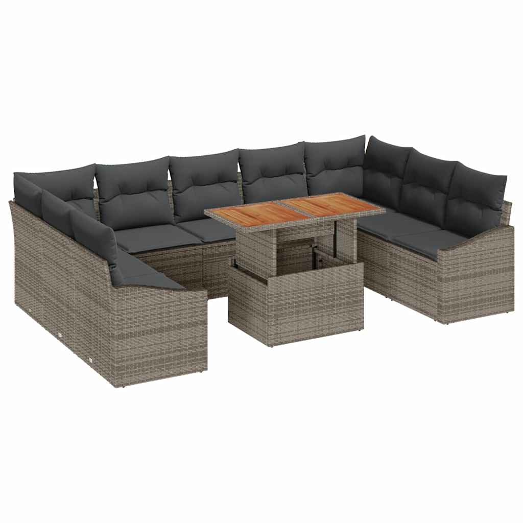 Garten Essgruppe mit Kissen 10 pcs Schwarz und Creme