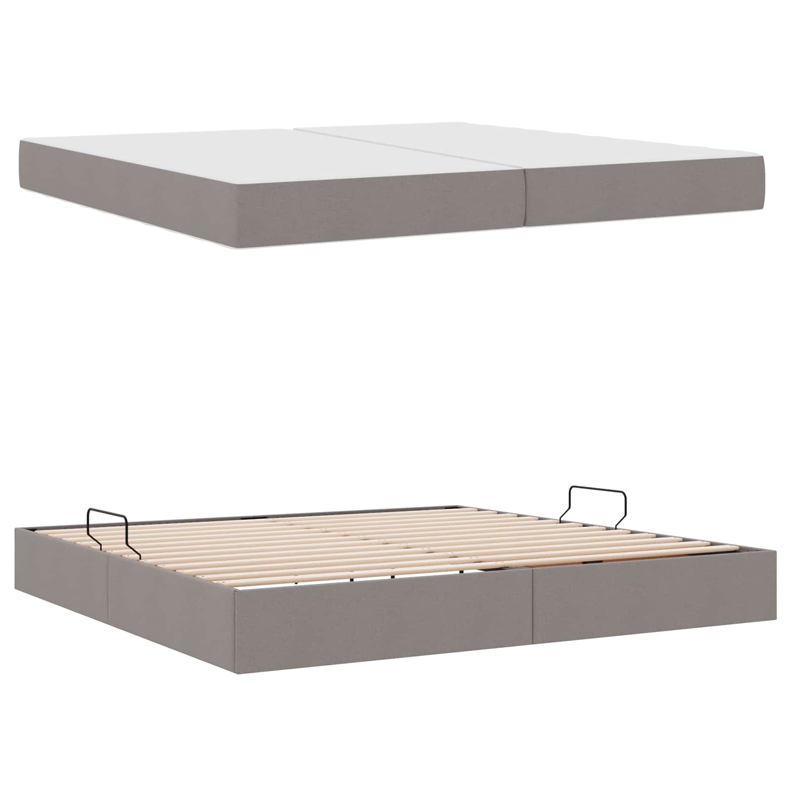 Aufbewahrungsbett mit Matratze Hellgrau 90 x 190 cm Polyester