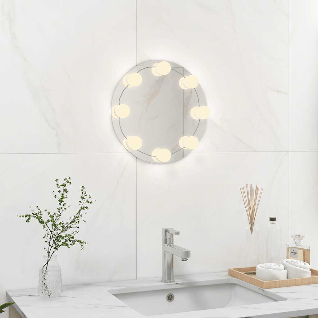 Wandspiegel mit LED-Beleuchtung Rund Glas