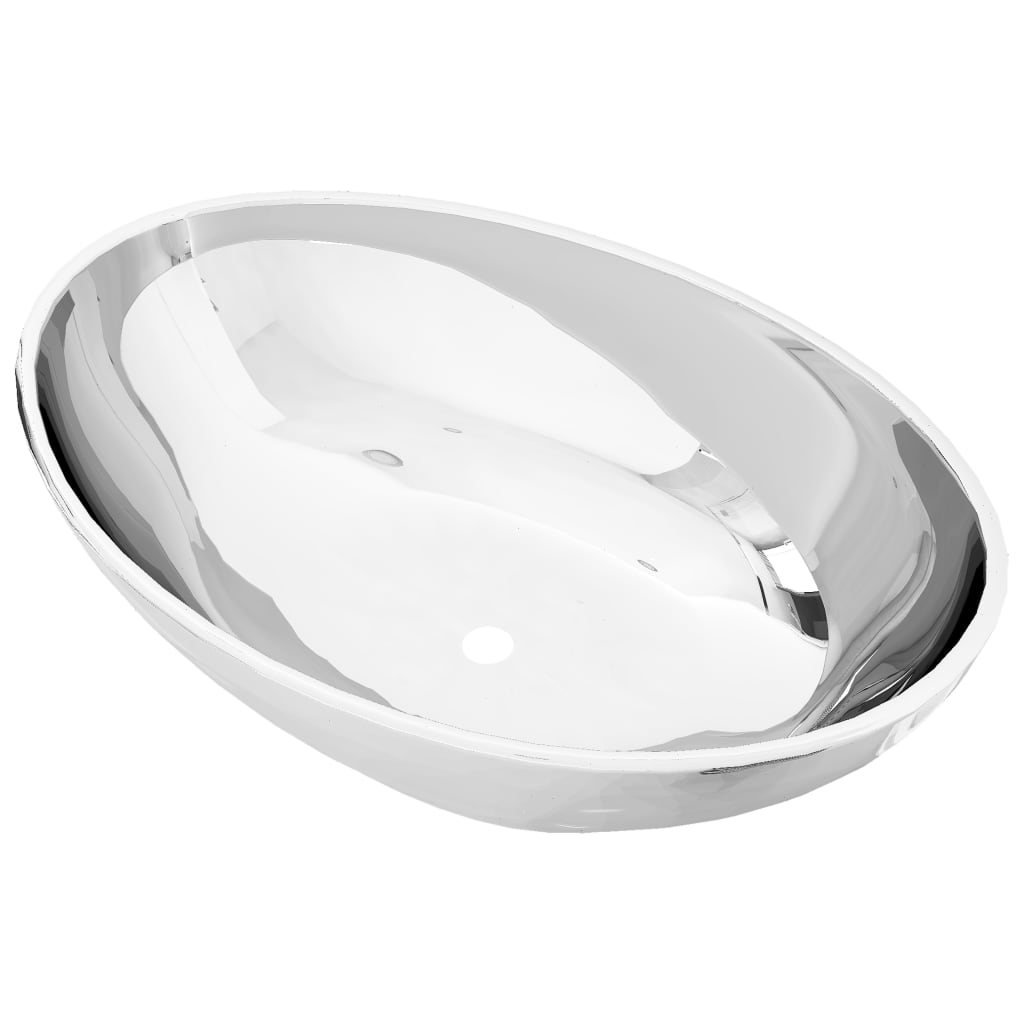 Luxus Keramik Waschbecken Oval Weiß 40 x 33 cm