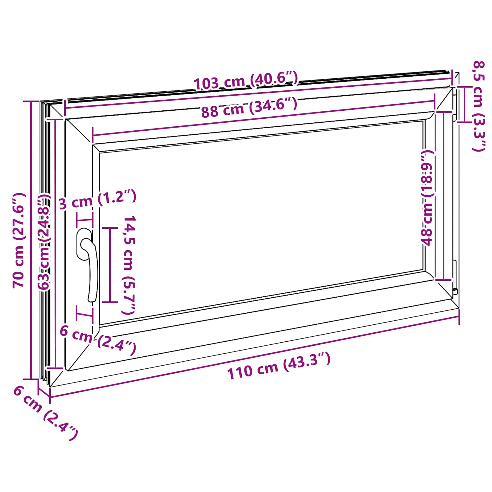 Kellerfenster RISOR 50 x 50 cm PVC und Glas Weiß