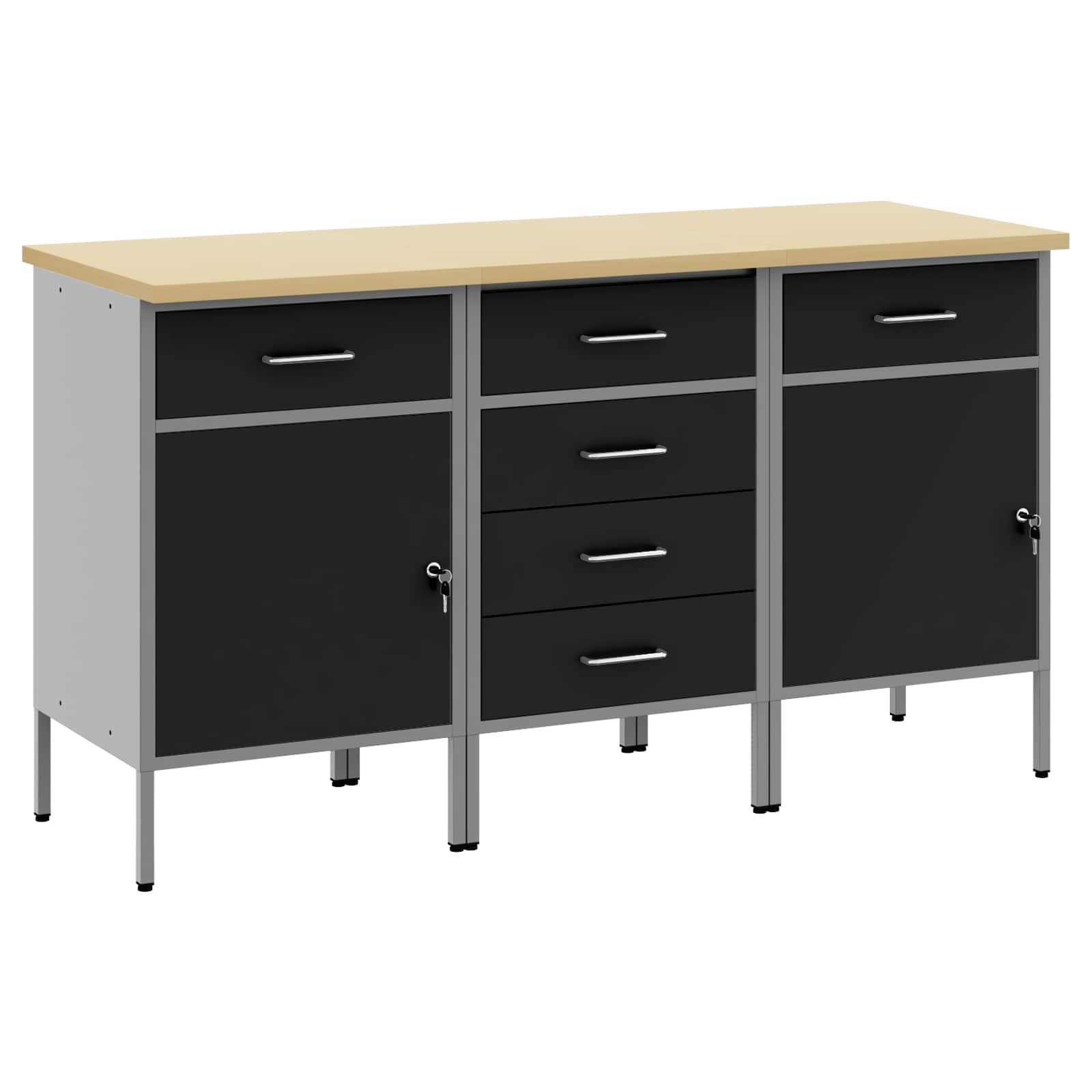 Werkbank mit Schubladen 2 pcs Rot und Grau 100 x 55 x 85 cm