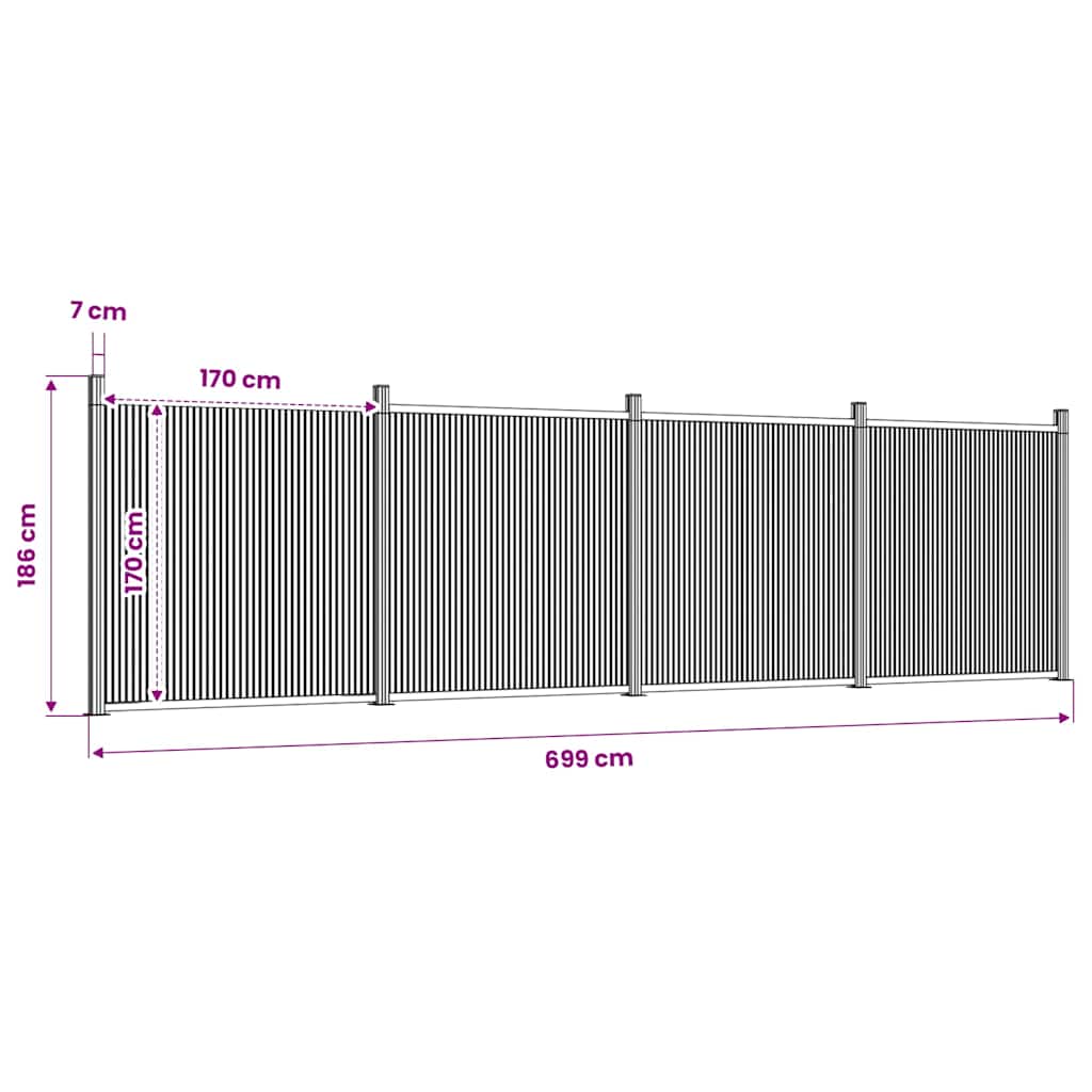 Zaunelement Grau 353x186 cm WPC