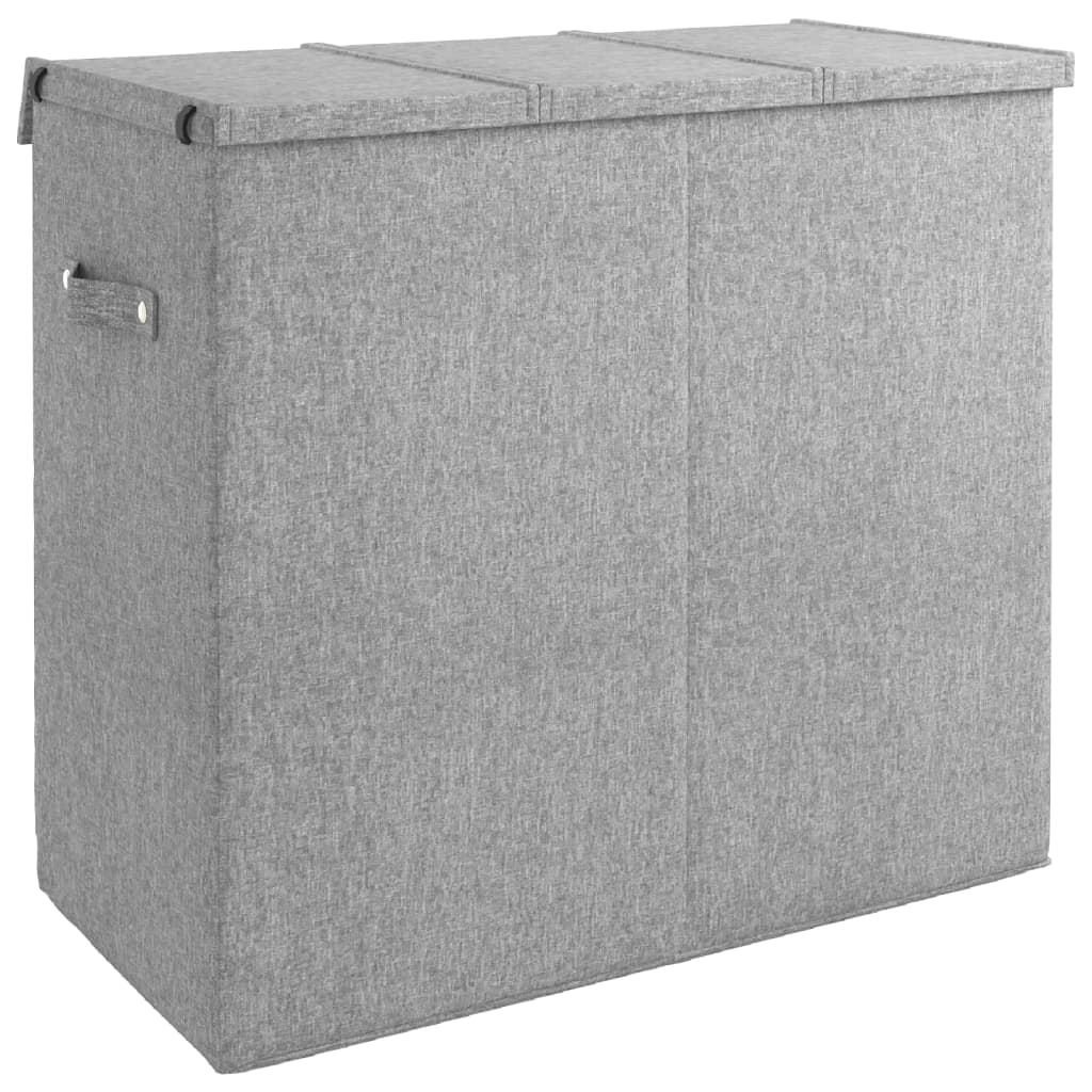Faltbarer Wäschekorb Grau 26 x 34,5 x 59,5cm Leinenimitat Stoff