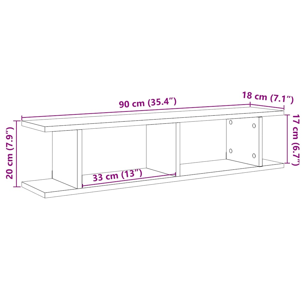 Wandregale 2 Stk. Weiß 75x18x20 cm Holzwerkstoff