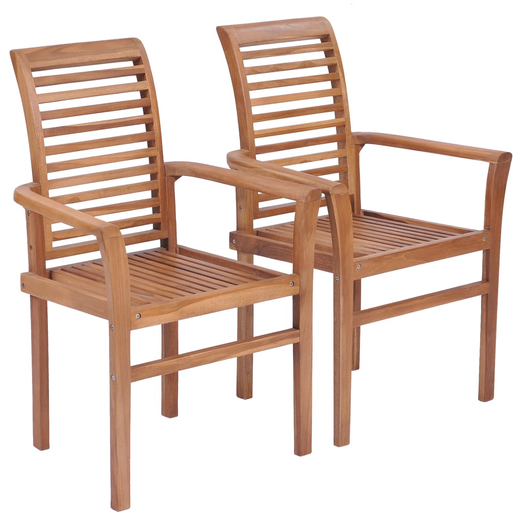 Essstühle 6 Stk. Stapelbar Massivholz Teak