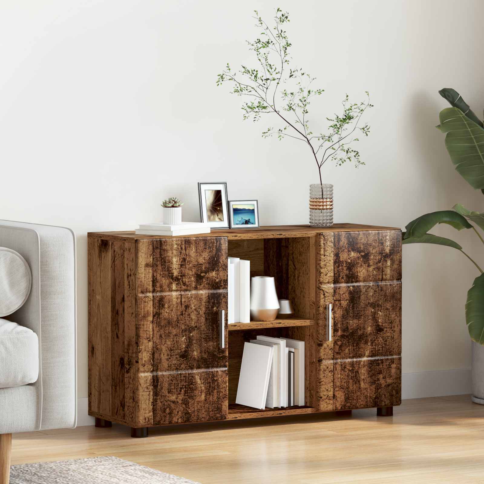 Highboard mit Regal FLORIN Weiß 60 x 35 x 182 cm Holzwerkstoff