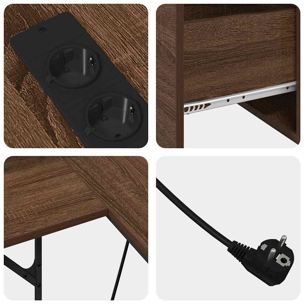 Schreibtisch mit Regal Schwarz Eichen-Optik 182 x 101 x 87,5 cm