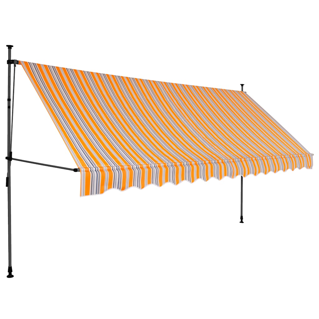 Einziehbare Markise Handbetrieben mit LED 100 cm Blau und Weiß