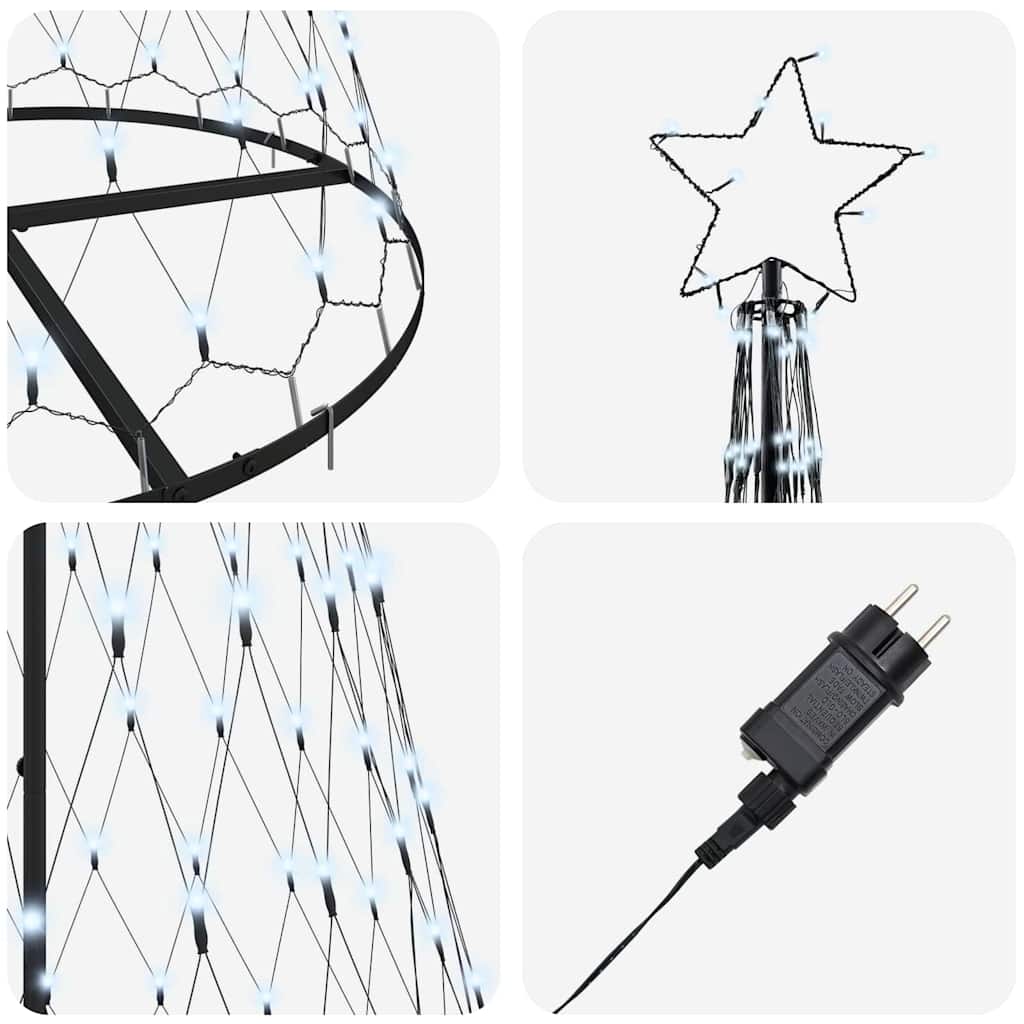 LED-Weihnachtsbaum mit 230 LEDs Mehrfarbig 184,5 cm Metall