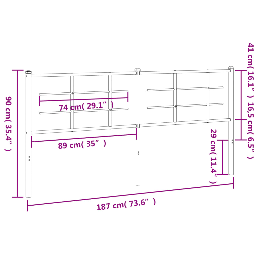 Ersatz-Kopfteil Metall Weiß 100 cm