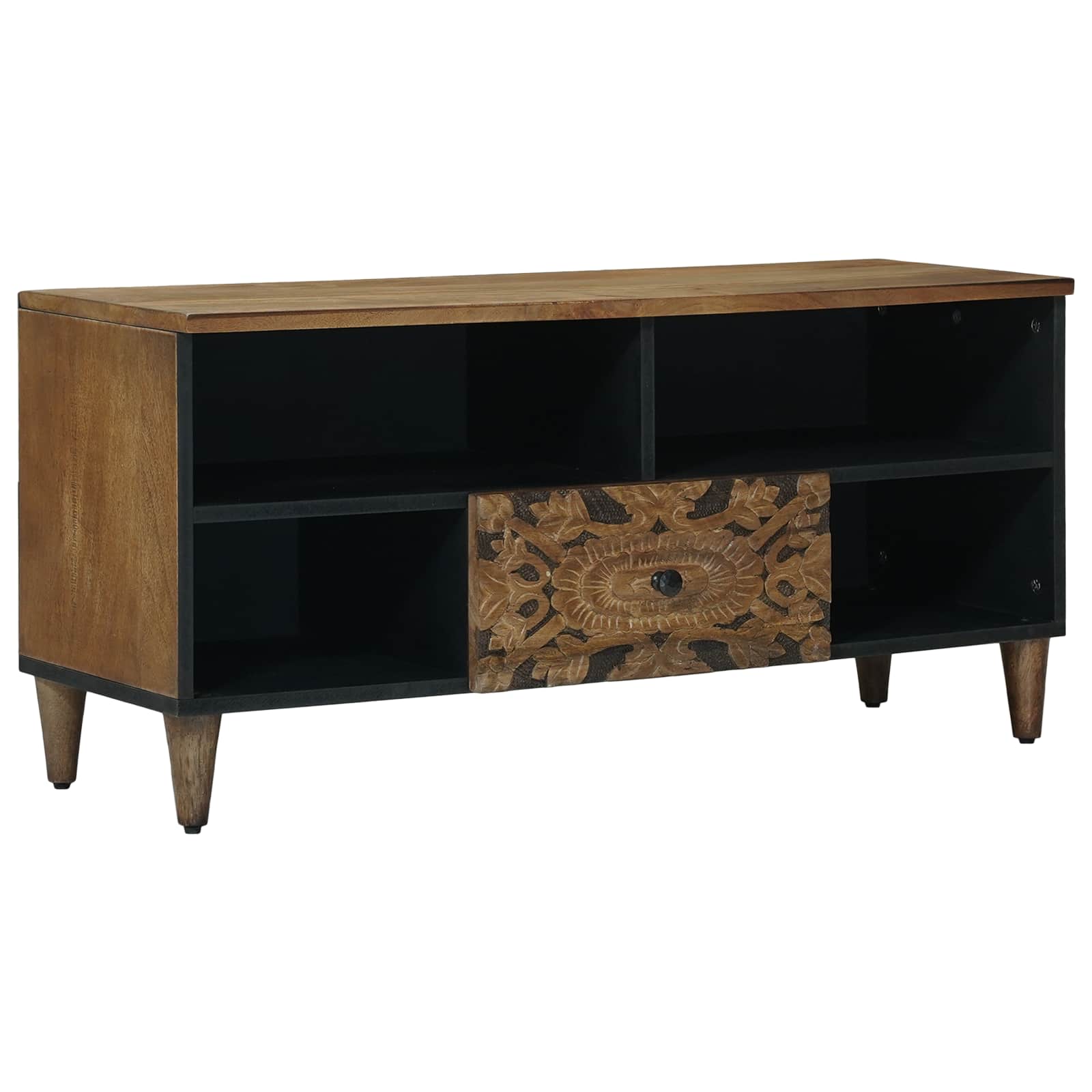 TV-Schränk mit Regal Braun 100 x 33,5 x 46 cm Massivholz Mango