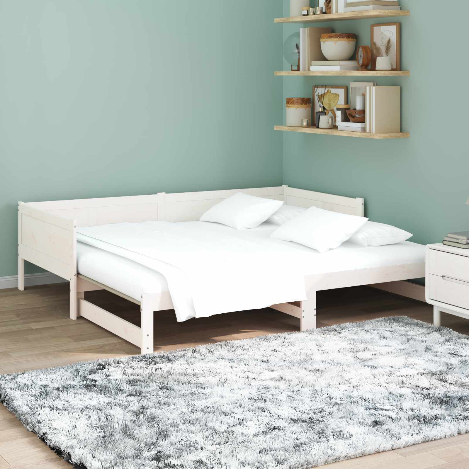 Ausziehbares Tagesbett Natur 180 x 200 cm Massives Kiefernholz