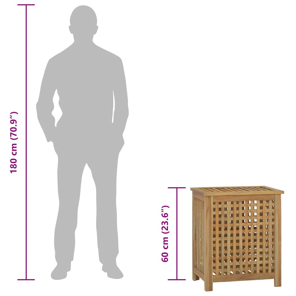 Wäschekorb Natur 35 x 25 x 60 cm Massivholz Teak