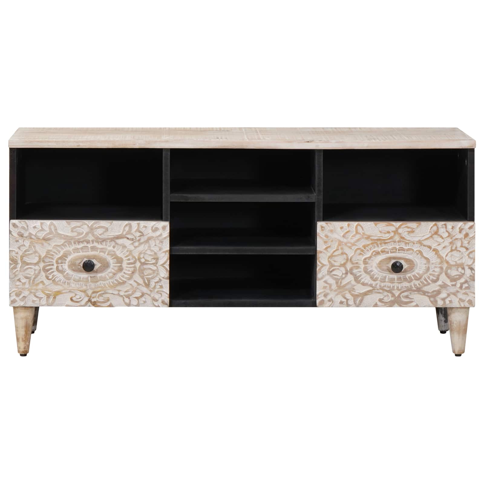 TV-Schränk mit Regal Braun 100 x 33,5 x 46 cm Massivholz Mango