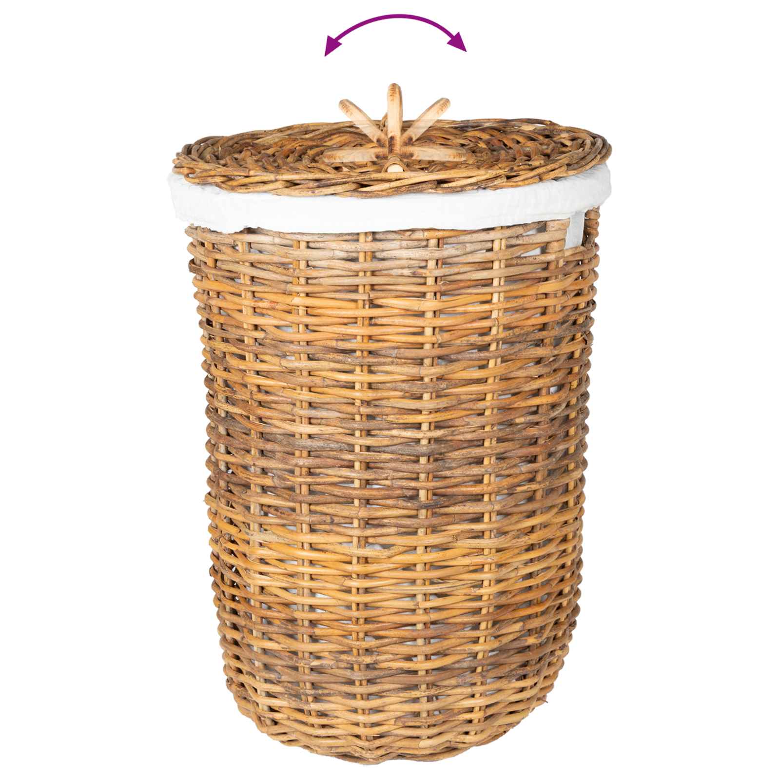 Wäschekorb mit Deckel 2 pcs Natürliches Grau Kubu Rattan