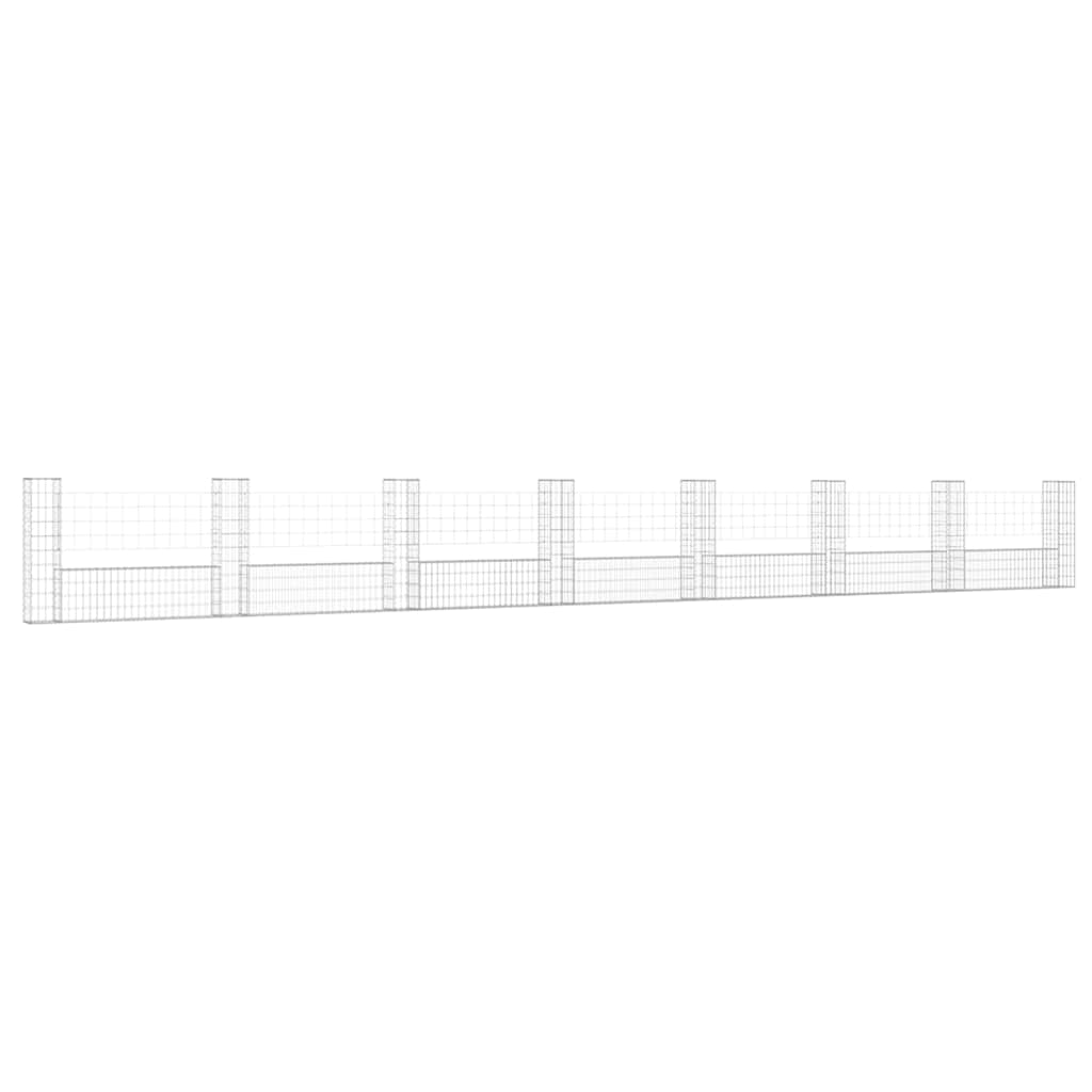Gabionenkorb U-Form mit 2 Säulen Eisen 140x20x150 cm