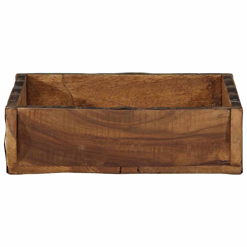Tablett Braun 30 x 15 x 9 cm Massives upgecyceltes Holz