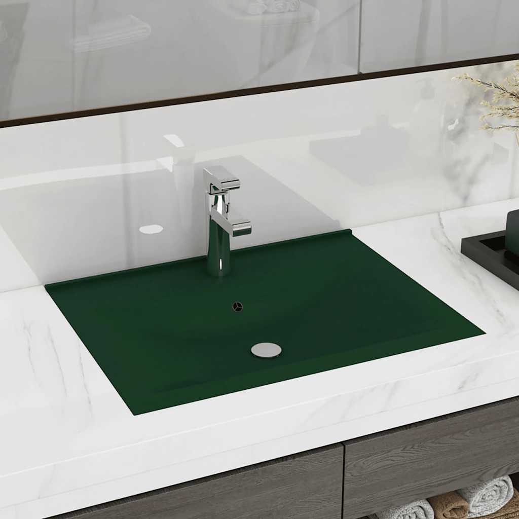 Luxus-Waschbecken mit Hahnloch Matt-Weiß 60x46 cm Keramik