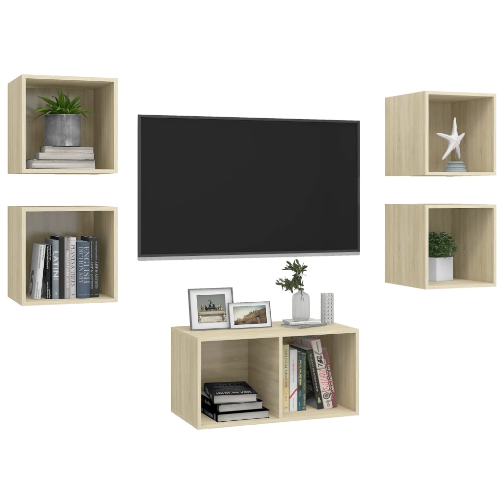5-tlg. TV-Schrank-Set Grau Holzwerkstoff