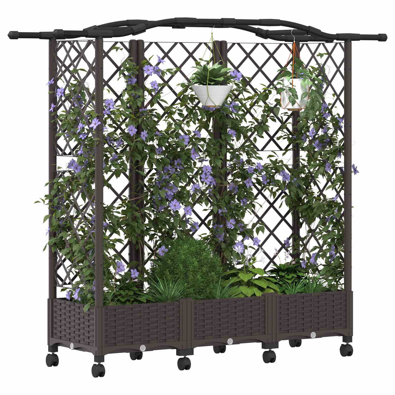 Hochbeet mit Rankgitter und Dach Braun 124 x 40 x 123 cm PP