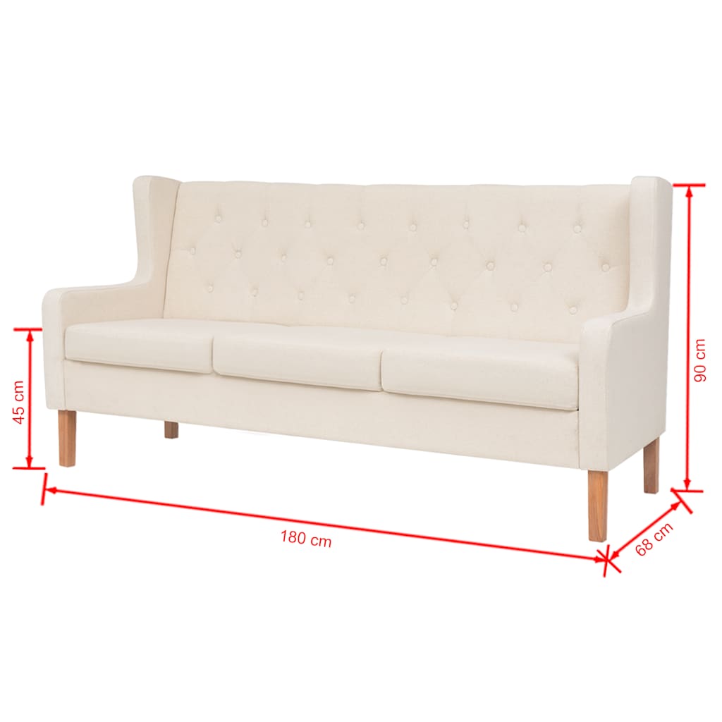 2-Sitzer Sofa Stoff Cremeweiß