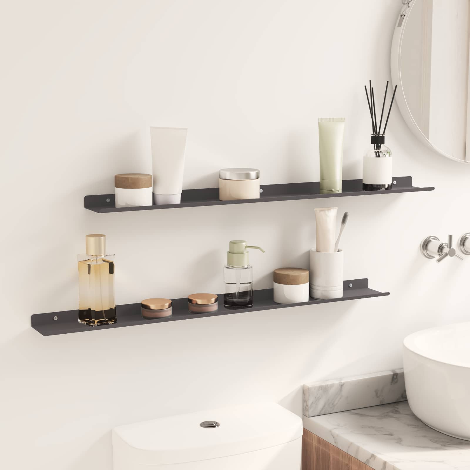 Schwebendes Regal 3 pcs Schwarz 40 x 9 x 2,5 cm Stahl