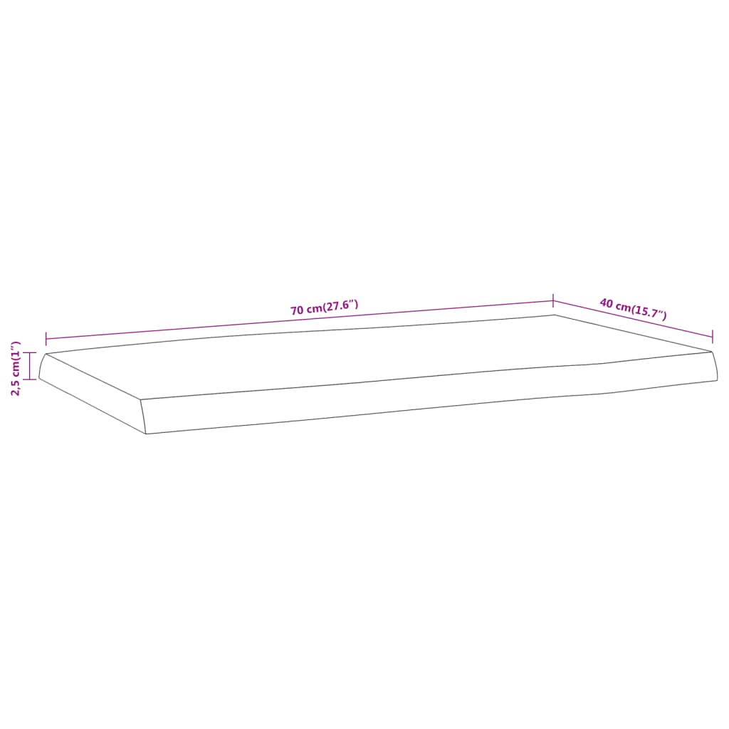 Tischplatte 40x40x2,5 cm Rechteckig Massivholz Akazie Baumkante