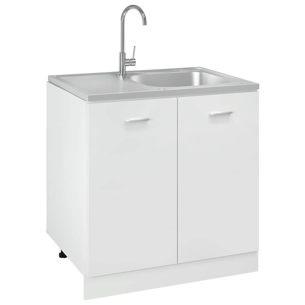 Spüle mit Abtropffläche Set Silbern 800x500x155 mm Edelstahl