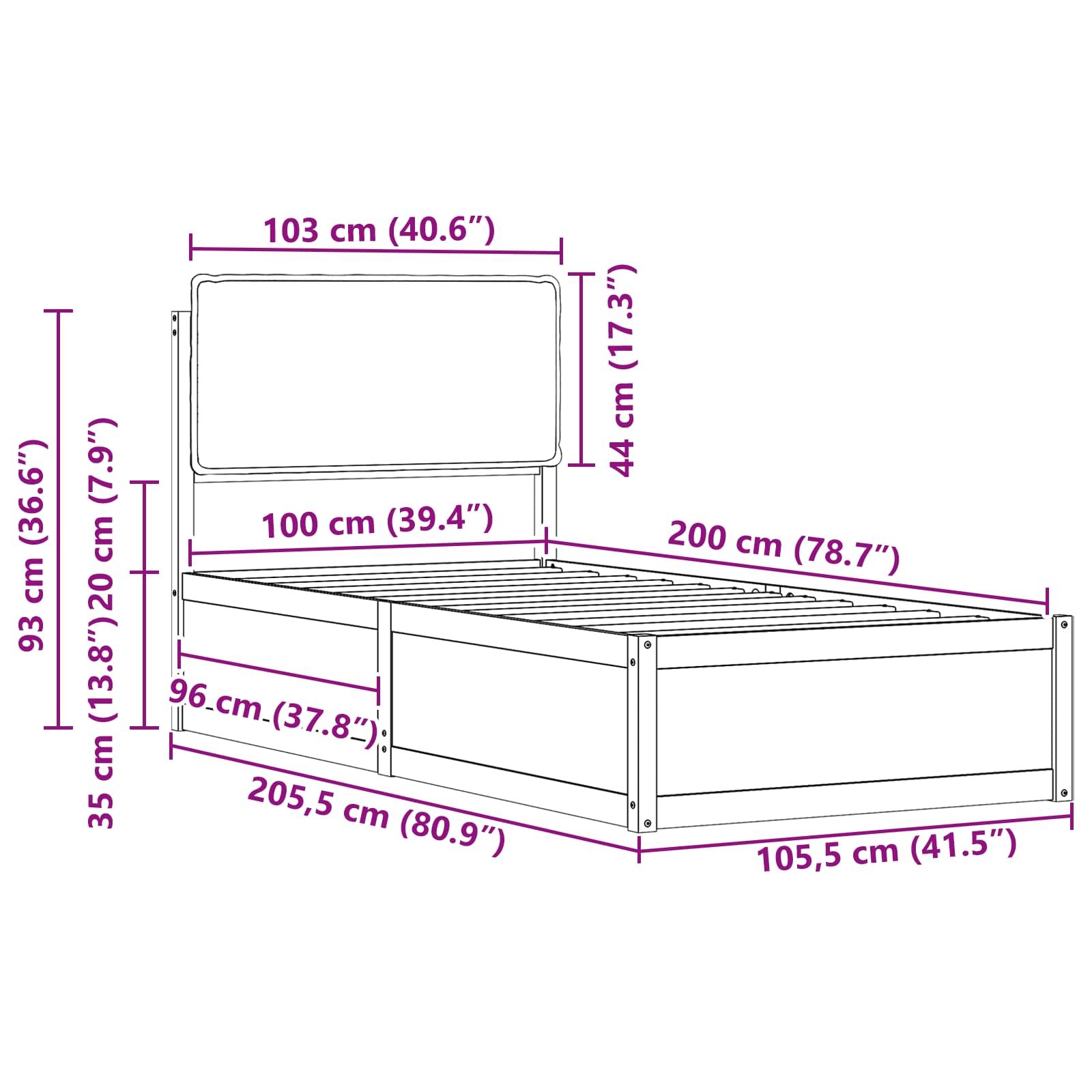 Bettgestell mit gepolstertem Kopfteil Hellgrau 200 x 200 cm