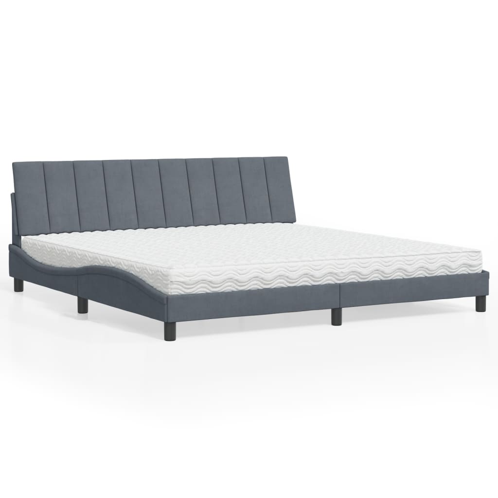 Bett mit Matratze "Hanko" Hellgrau 80x200 cm Samt