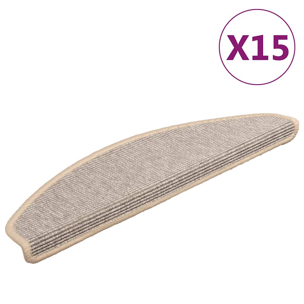 Stufenmatten 15 Stk. 56x17x3 cm Beige und Grau Halbrund
