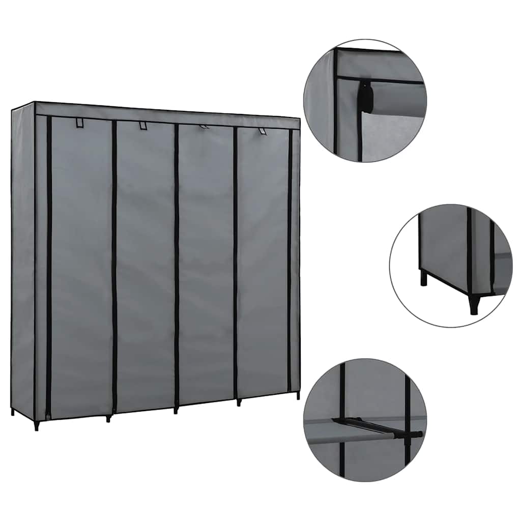 Kleiderschrank mit 4 Fächern Schwarz 175 x 45 x 170 cm