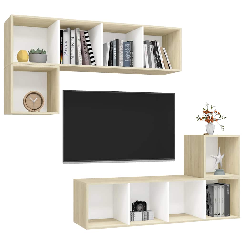 4-tlg. TV-Schrank-Set Weiß Holzwerkstoff