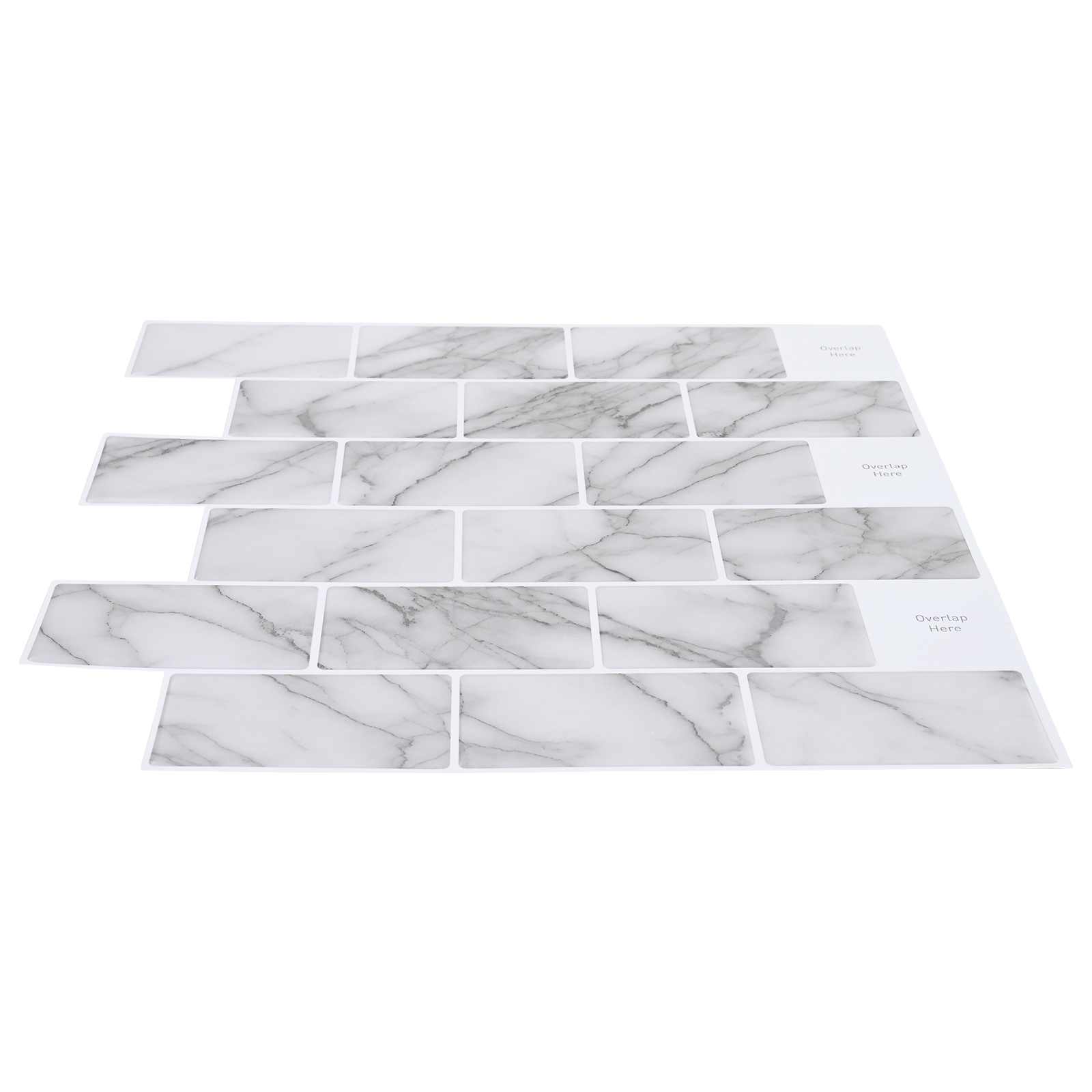 U-Bahn-Fliese 10 pcs Weiß Grau 30 x 30 cm Polyurethan und PET