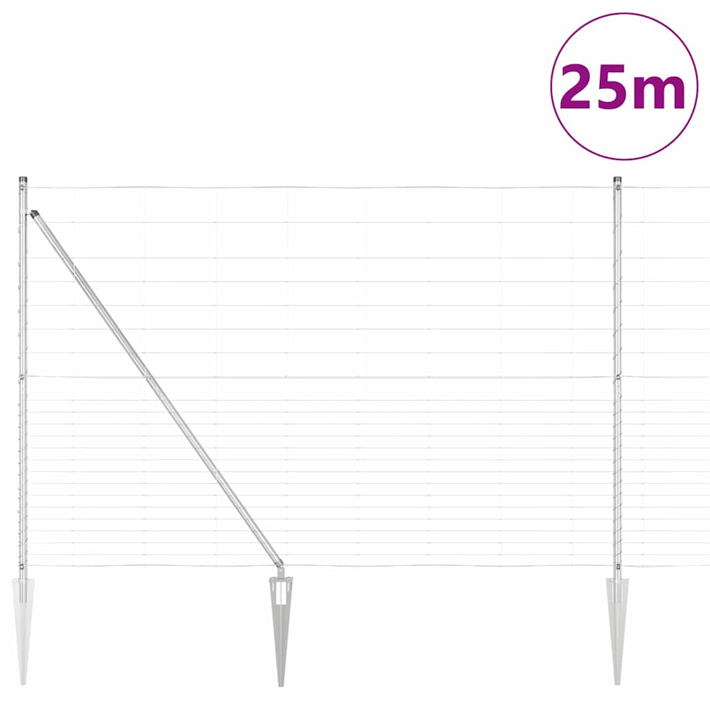 Ground Fix Geschweißter Drahtzaun 25 x 0,8 m Silber Netz