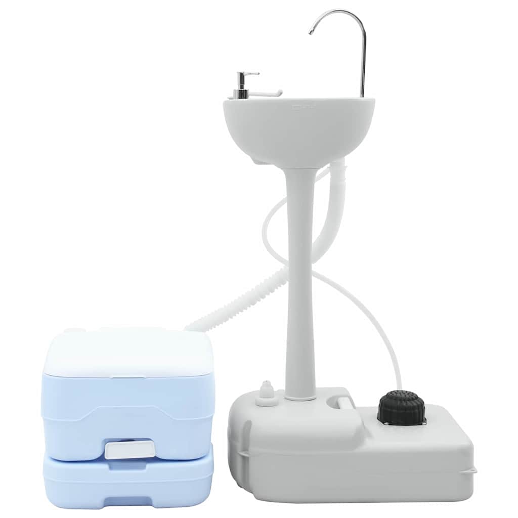 Camping Toiletten-Set 2 pcs Grau und Weiß