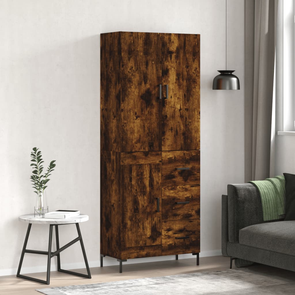 Highboard Betongrau 69,5x34x180 cm Holzwerkstoff