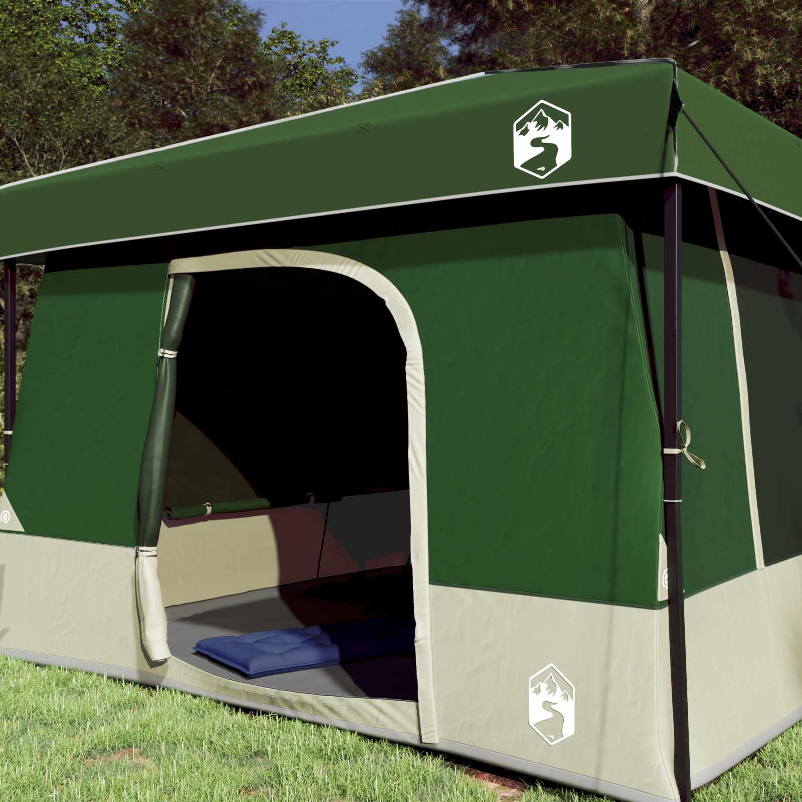 Camping-Zelt-Set mit Dach 2 pcs Blau Taffeta und Stoff