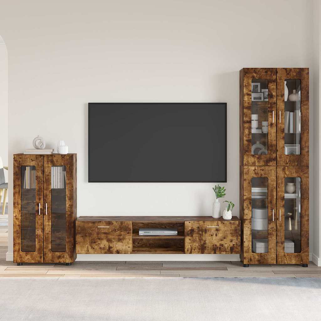 Highboard mit Regal FLORIN Weiß 60 x 35 x 182 cm Holzwerkstoff