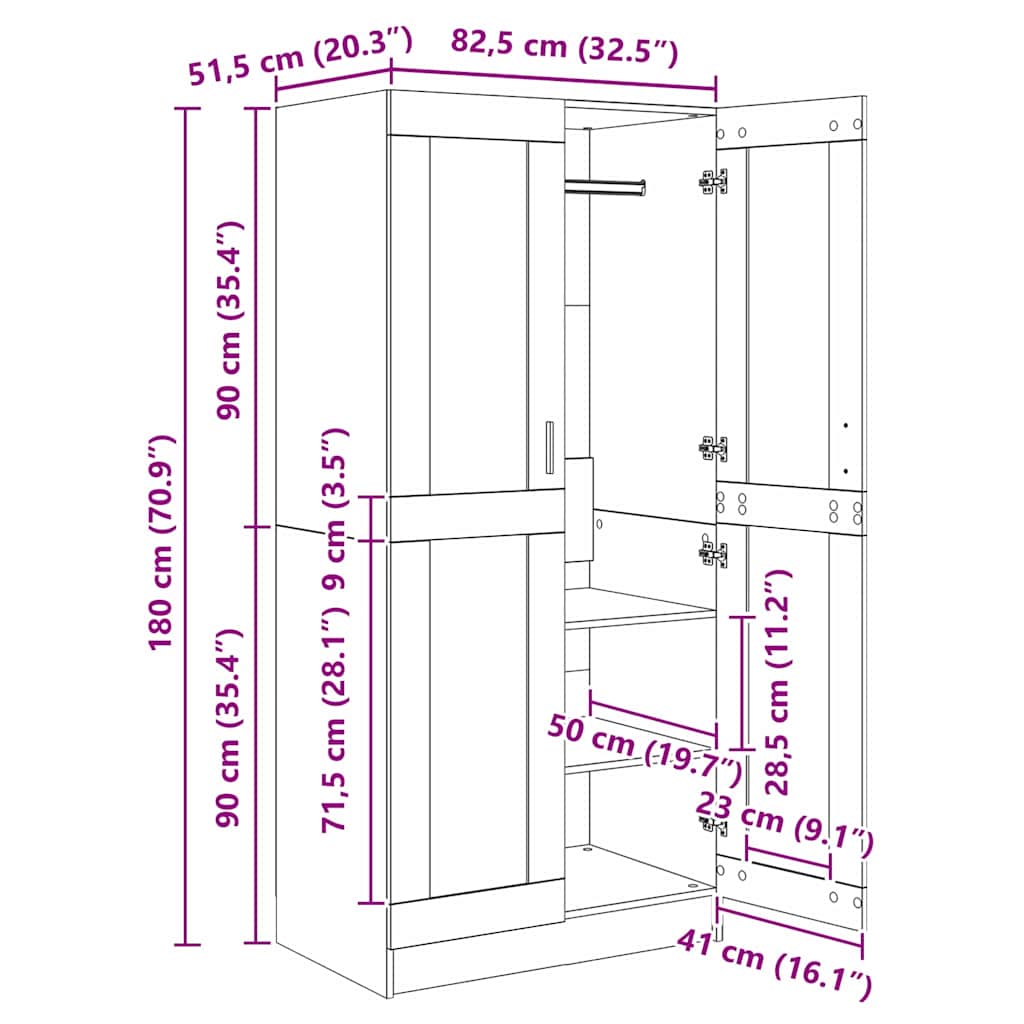 Kleiderschrank Weiß 82,5x51,5x180 cm Holzwerkstoff