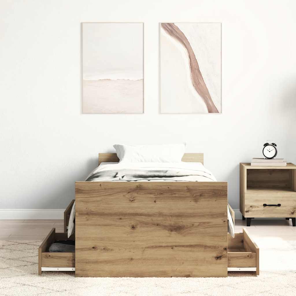 Bettgestell mit Kopf- und Fußteil Weiß 100x200 cm