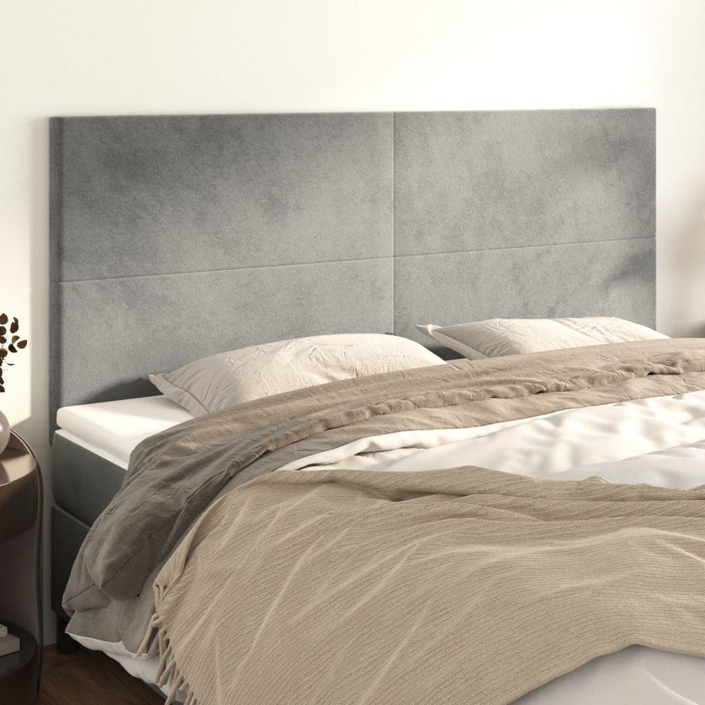 Kopfteil Hellgrau 80x5x118/128 cm Samt