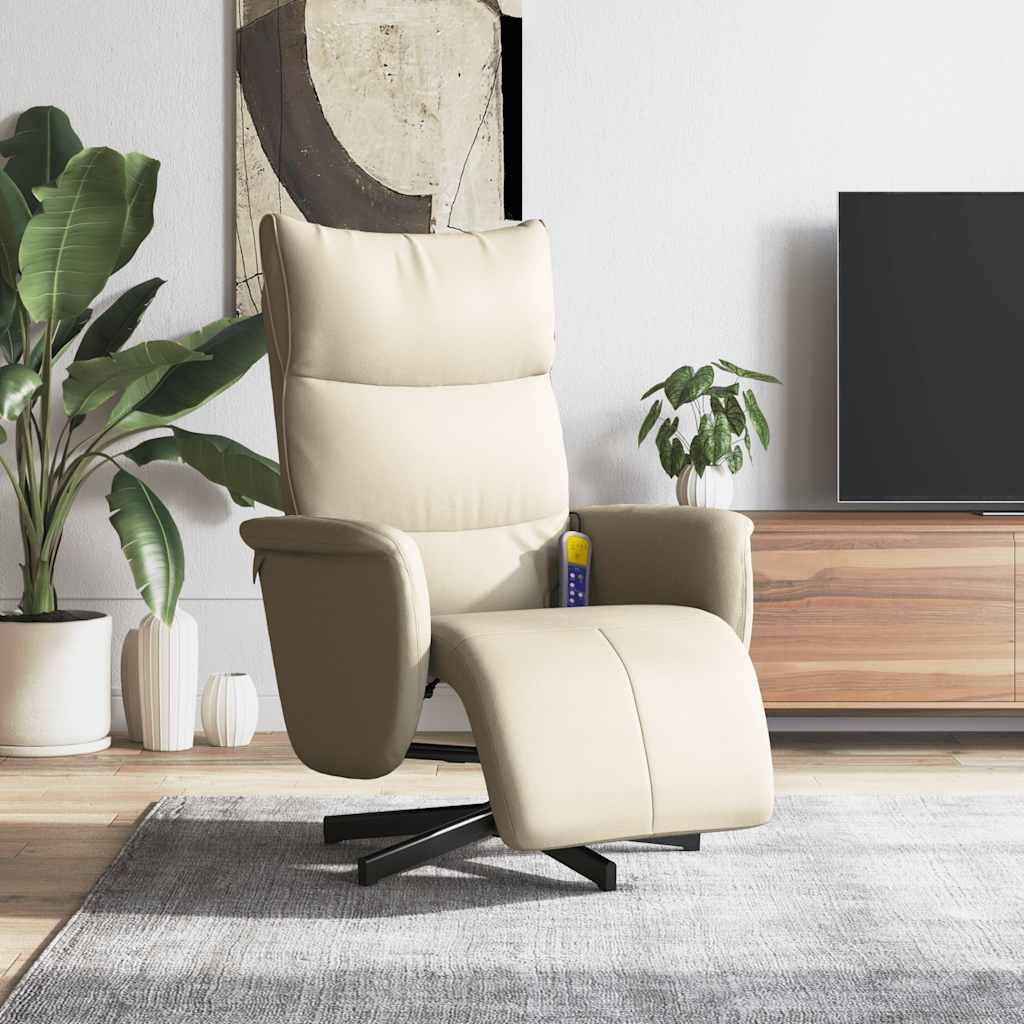 Massagesessel mit Fußteil Creme Kunstleder