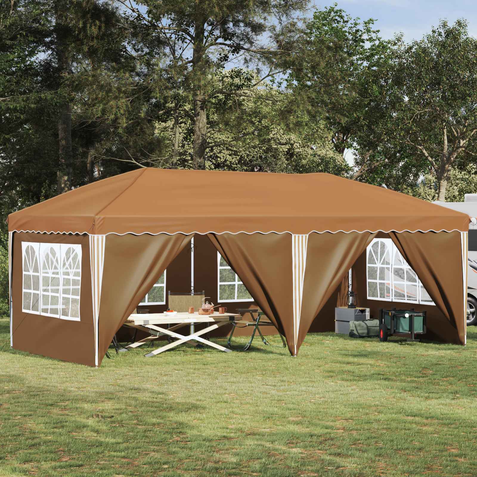 Pop-up Partyzelt 575 x 290 x 245 cm Creme