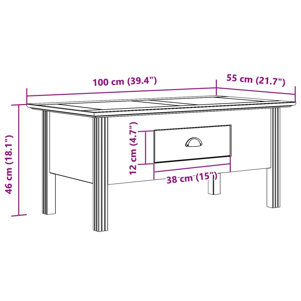 Couchtisch BODO Honigbraun 100 x 55 x 45,8 cm Holzwerkstoff