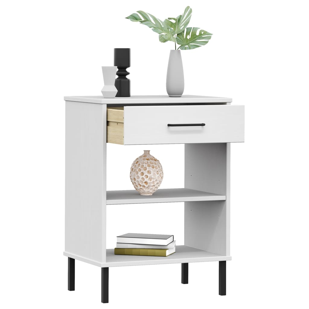 Konsolenschrank OSLO mit Metallbeinen Braun Massivholz Kiefer