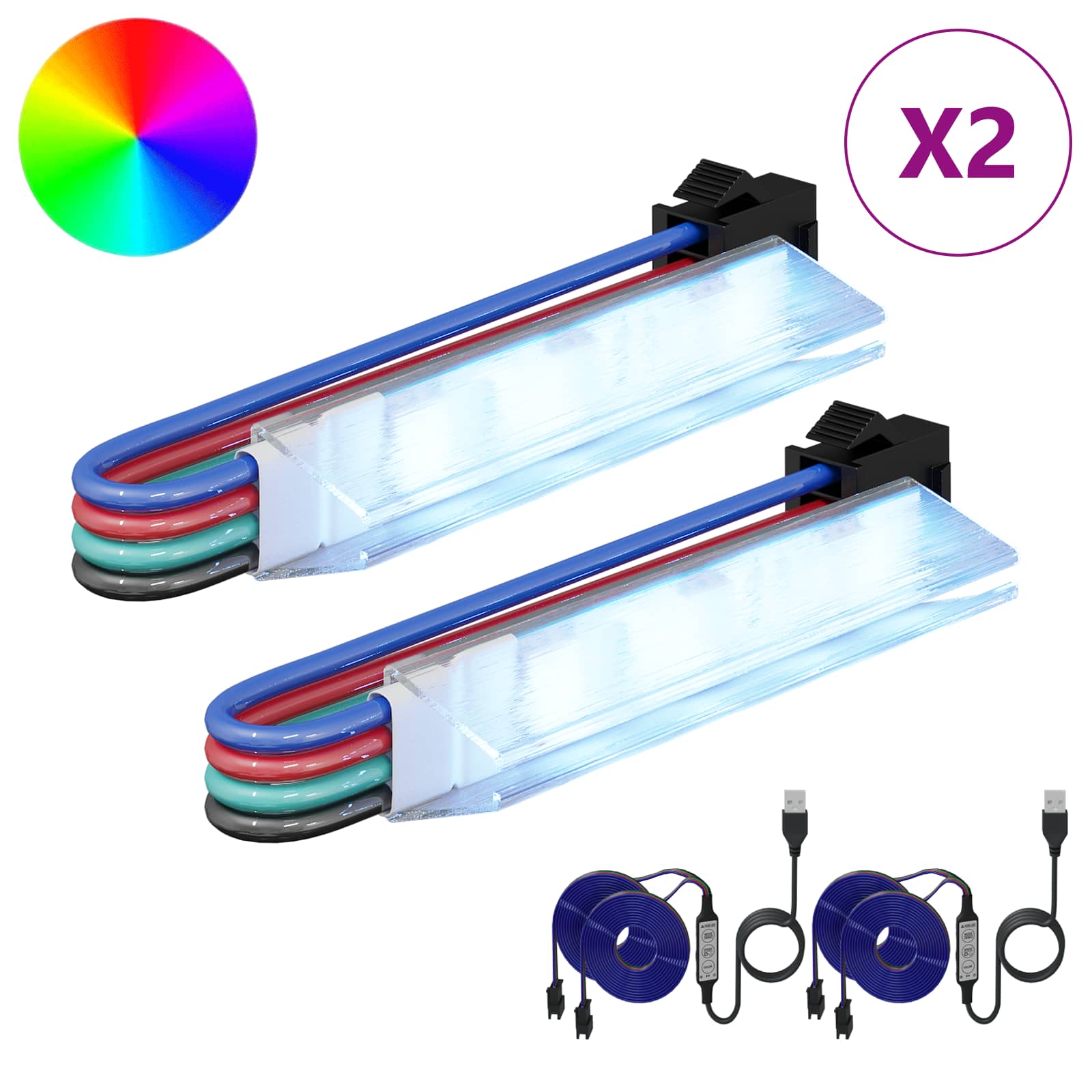 LED Streifen 2 pcs Schwarz und Weiß 1745 mm