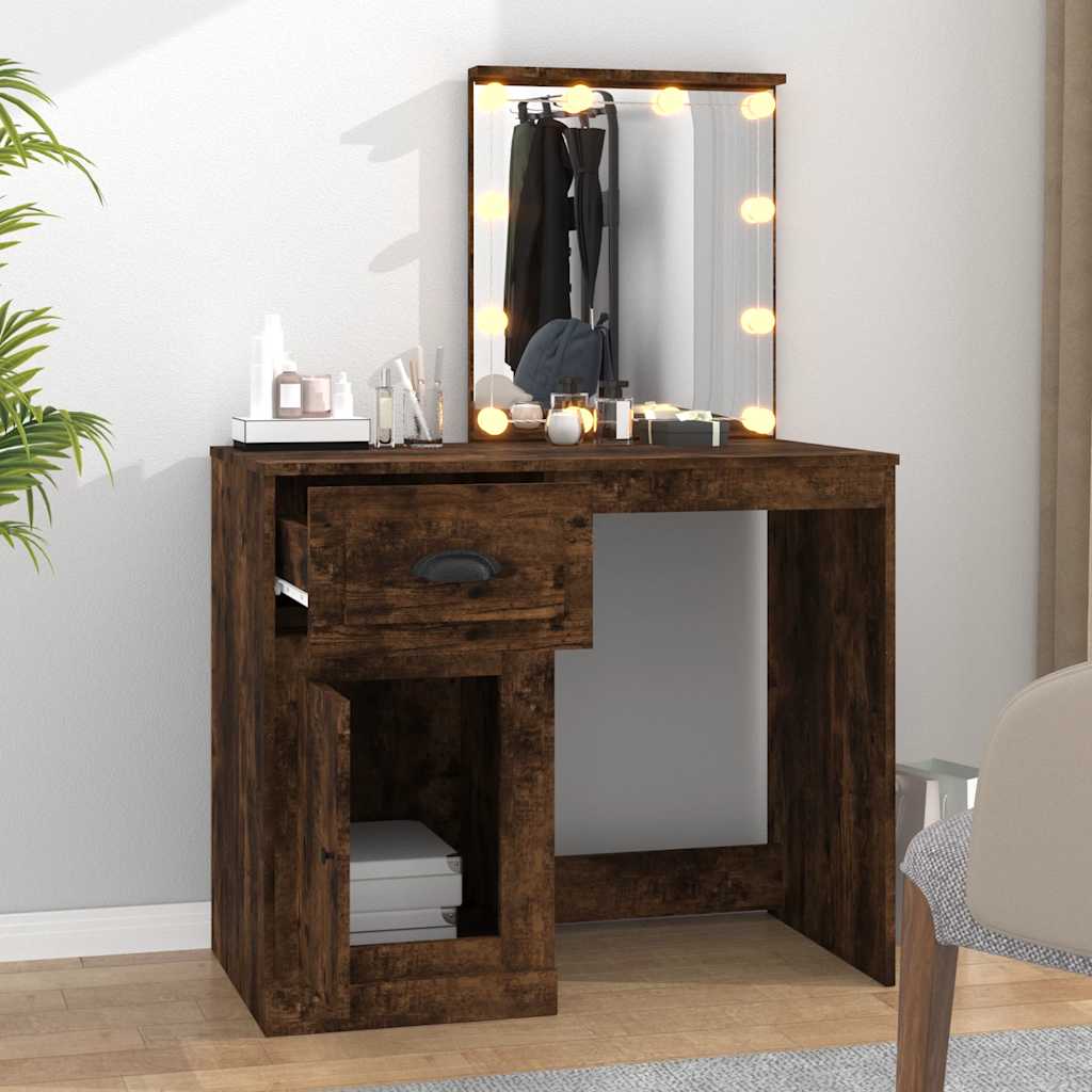 Schminktisch mit Spiegel Weiß 90x50x132,5 cm Holzwerkstoff